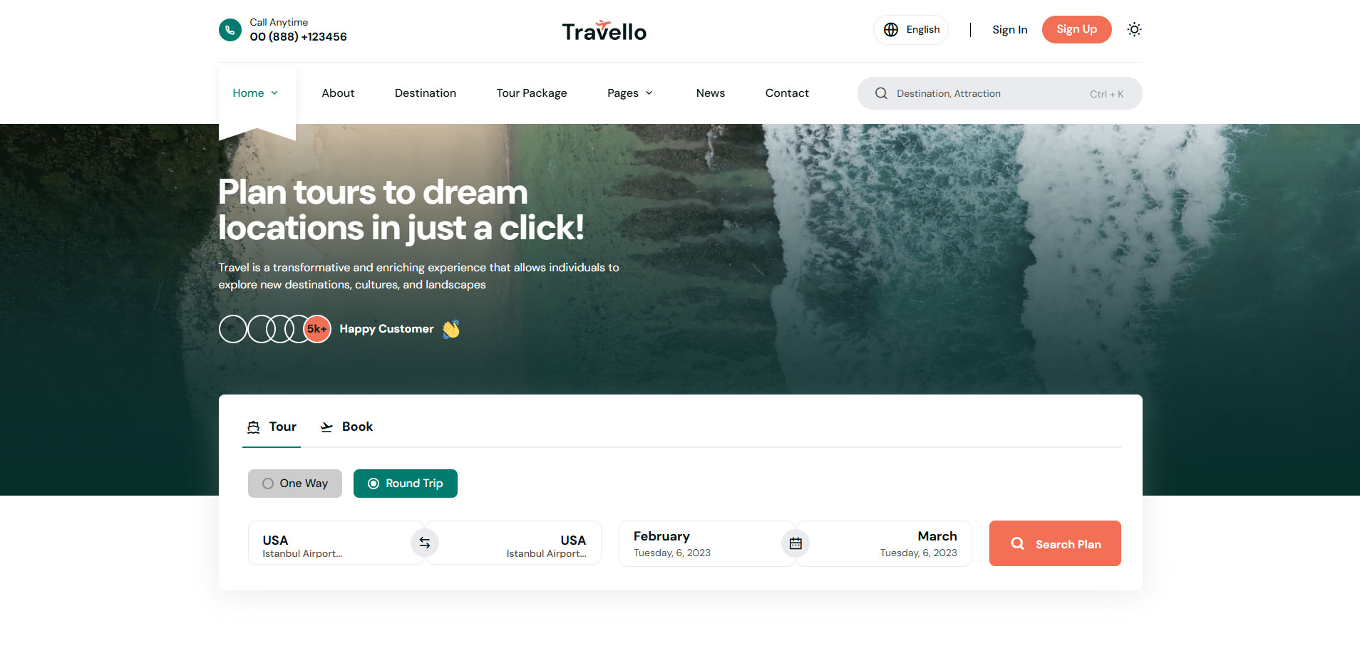 自适应多用途旅行和旅游预订Bootstrap模板